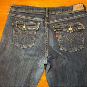 Levi Boot Cut 515 Jeans with back flap pockets and rare single "R" red tag.  14.